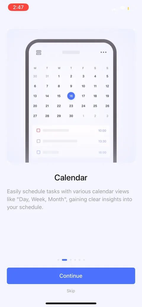 Ticktick onboarding screen 6