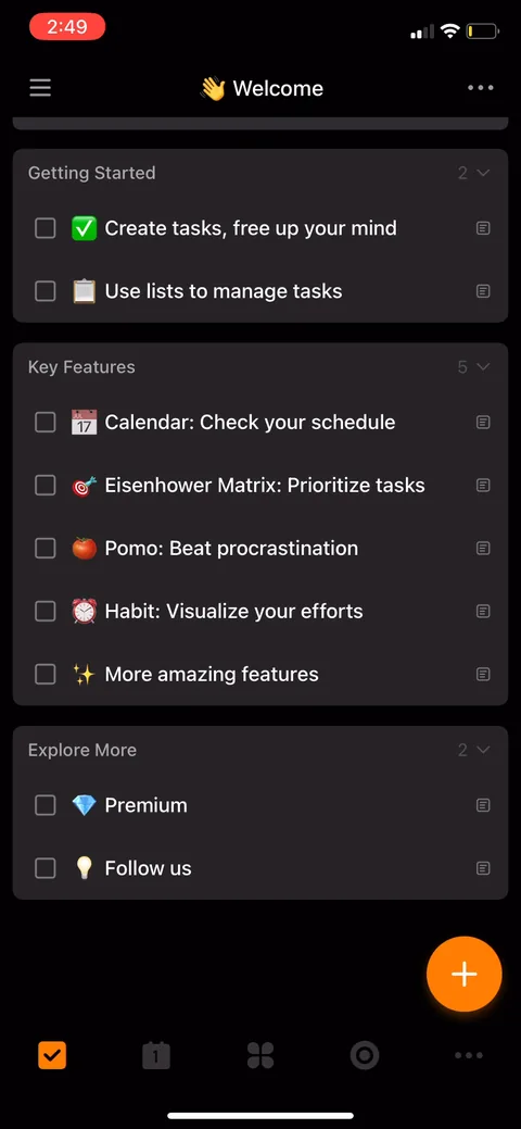 Ticktick onboarding screen 36