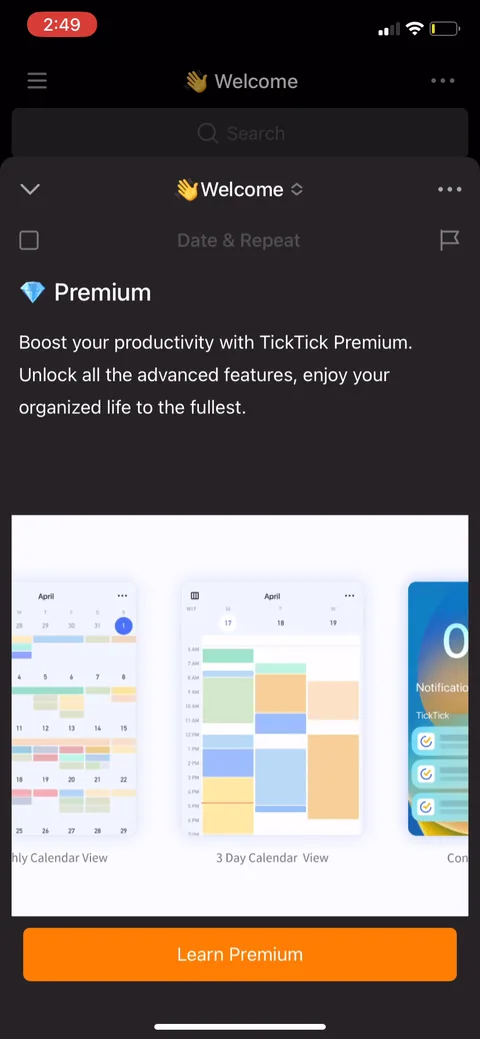 Ticktick onboarding screen 39