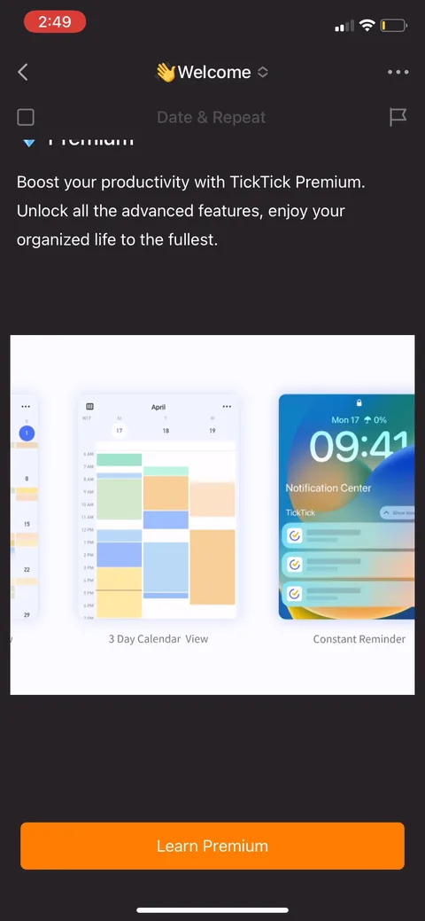 Ticktick onboarding screen 41