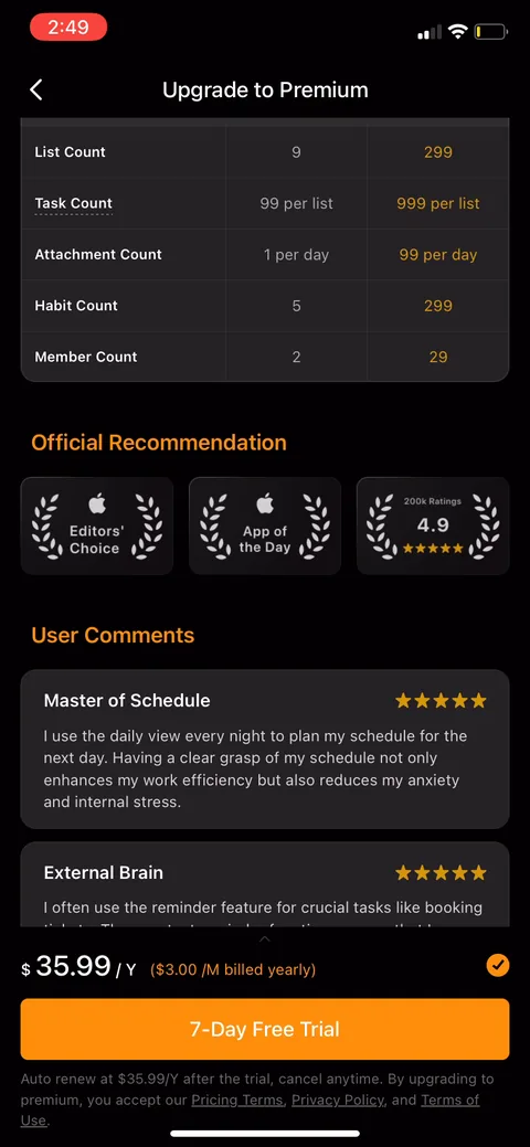 Ticktick onboarding screen 49
