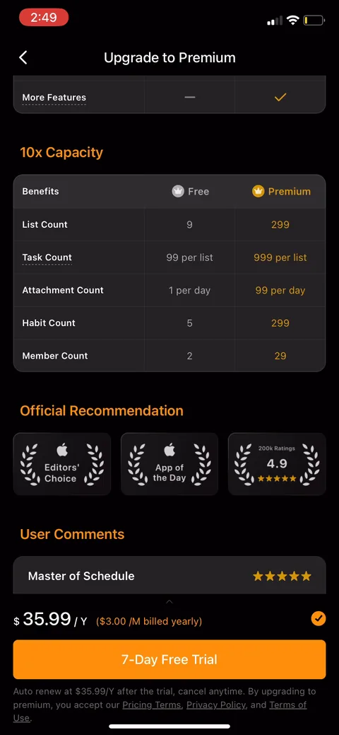 Ticktick onboarding screen 52