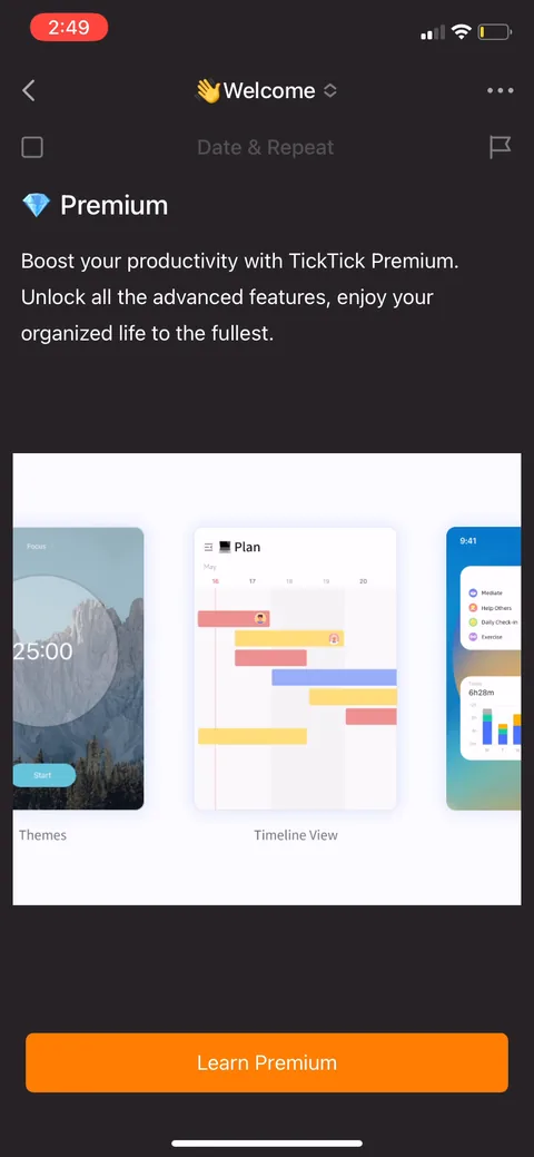 Ticktick onboarding screen 53