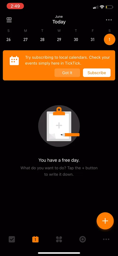 Ticktick onboarding screen 57: Post-onboarding activation done right