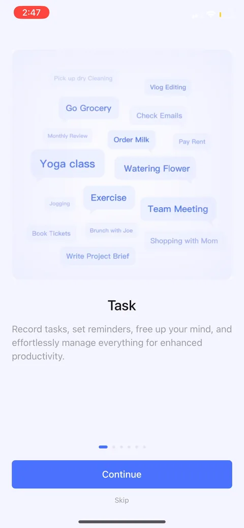 Ticktick onboarding flow