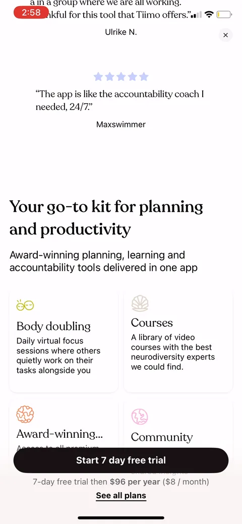 Tiimo onboarding screen 22