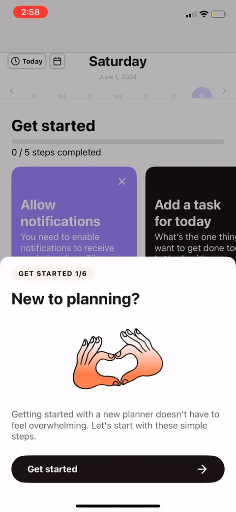 Tiimo onboarding screen 35: A 6-step 