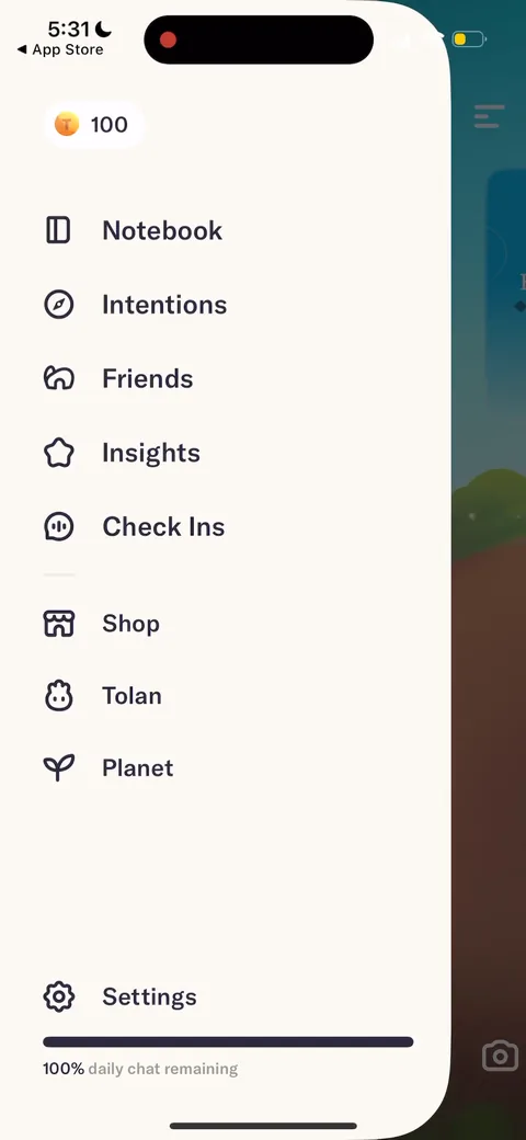 Tolan onboarding screen 136