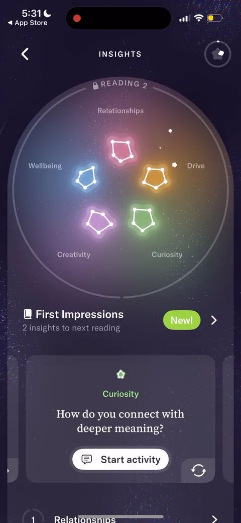 Tolan onboarding screen 140: 'Insights reading
