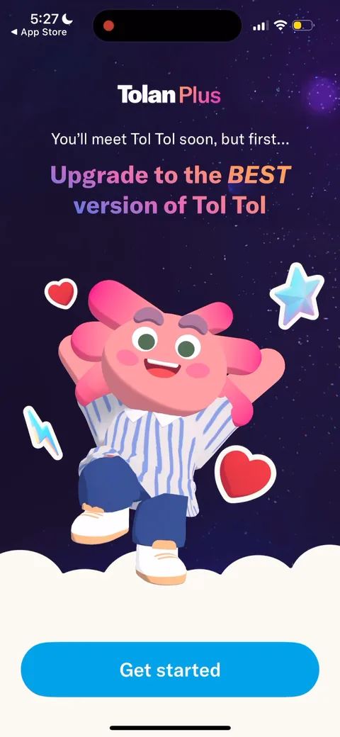 Tolan onboarding screen 73: 'You'll meet Tol Tol soon, but first