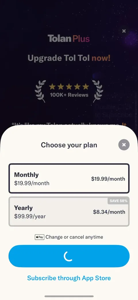 Tolan onboarding screen 87