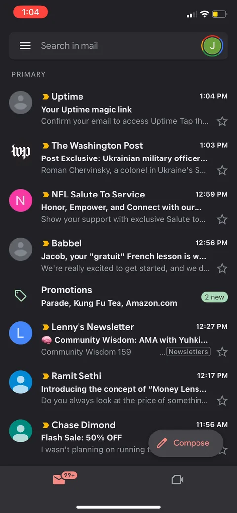 Uptime onboarding screen 8: Magic-link verification means leaving the app, opening your inbox, and tapping a link before you can keep…