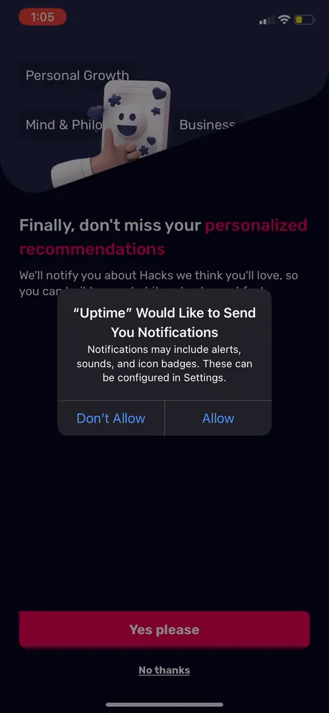 Uptime onboarding screen 21