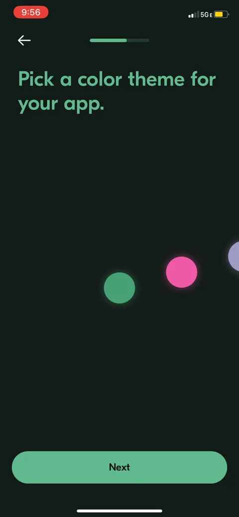 Vos onboarding screen 16: Third cosmetic step in a row now: avatar, customize, and a few screens of color-theme picking