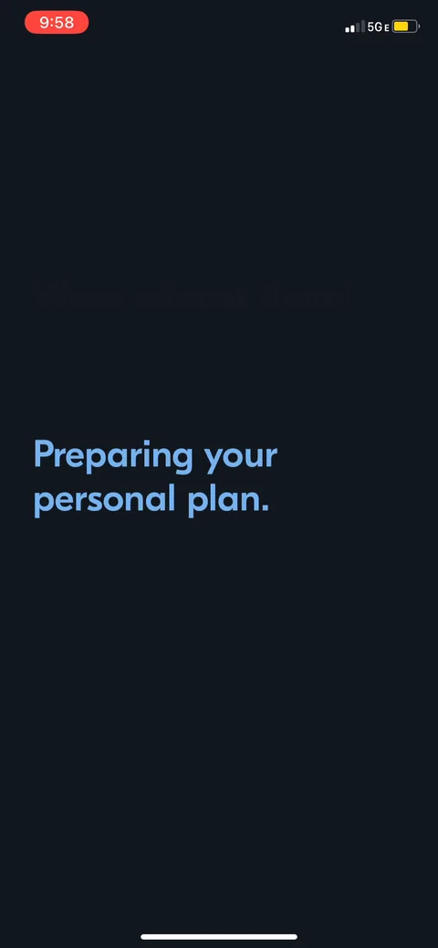 Vos onboarding screen 39: 'Preparing your personal plan' loading screen