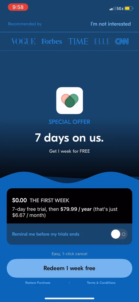 Vos paywall with pricing, onboarding screen 45