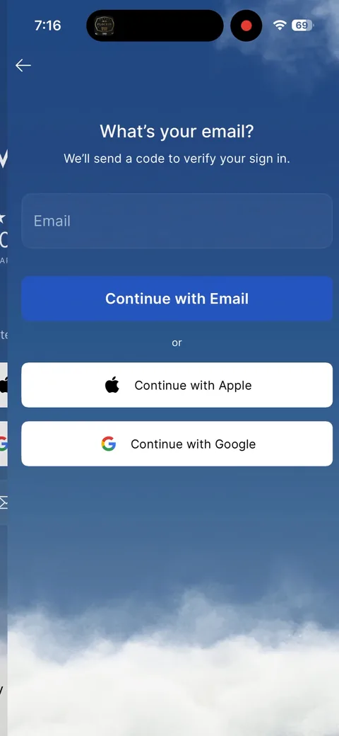 Waking Up onboarding screen 1: 'What's your email