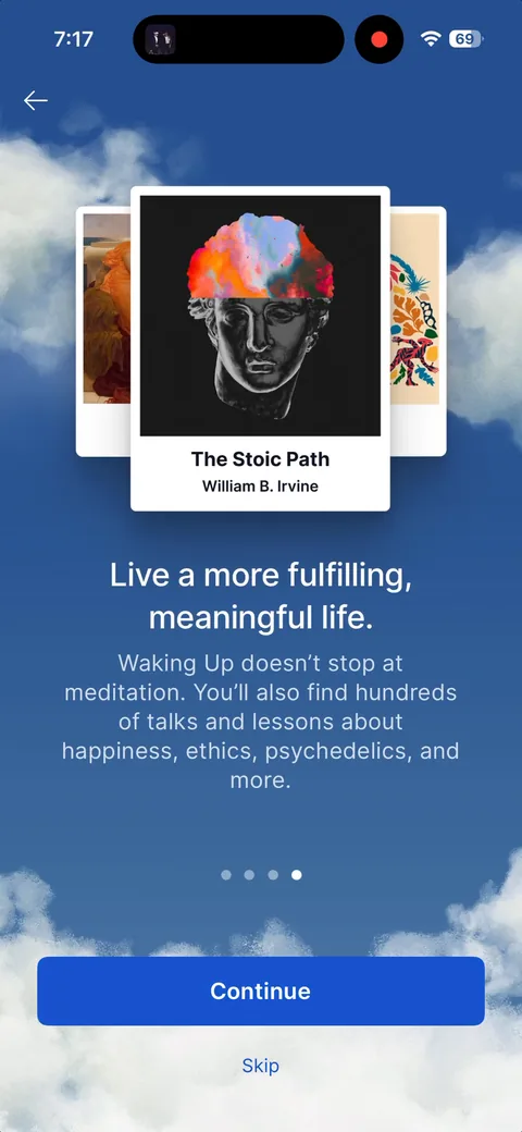 Waking Up onboarding screen 24: 'Waking Up doesn't stop at meditation