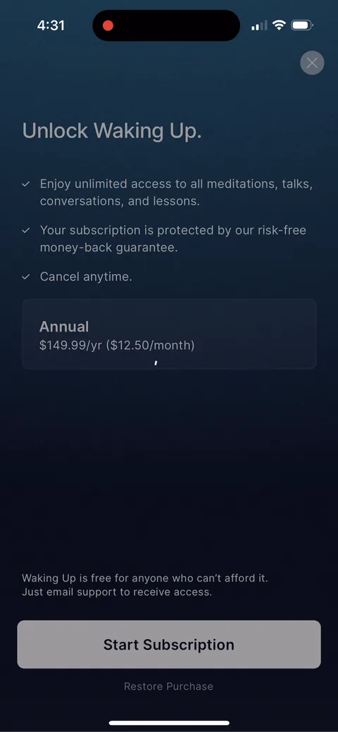 Waking Up paywall with pricing, onboarding screen 26