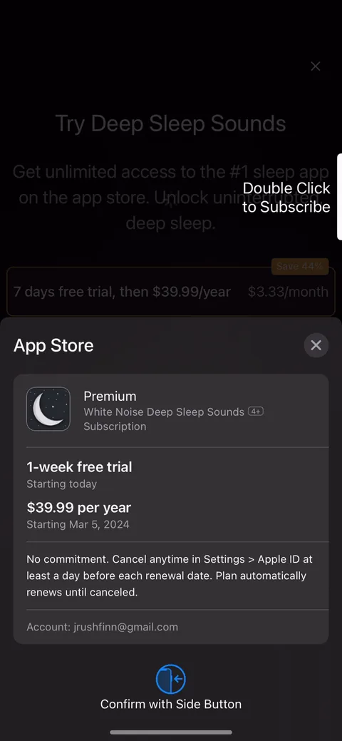 White Noice Deep Sleep Sounds onboarding screen 18