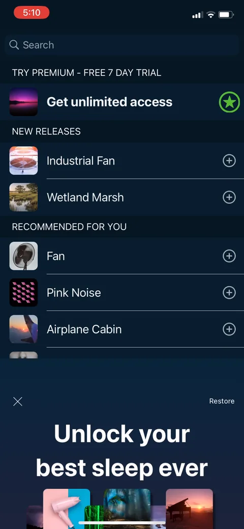 White Noice Deep Sleep Sounds onboarding screen 31