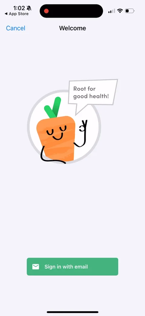 Yuka onboarding screen 5: Email signup before you've scanned anything
