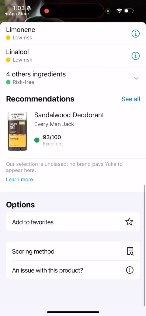 Yuka onboarding screen 35