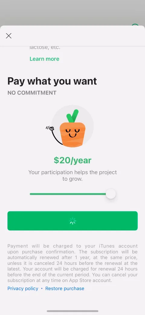 Yuka onboarding screen 47
