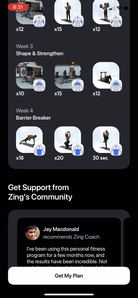 Zing Coach onboarding screen 45