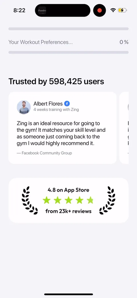 Zing Coach onboarding screen 39