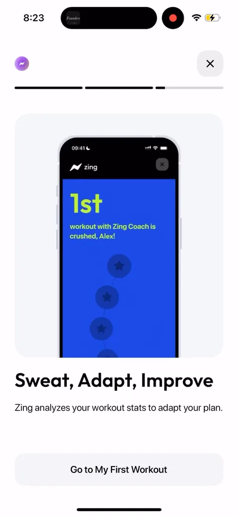 Zing Coach onboarding screen 63