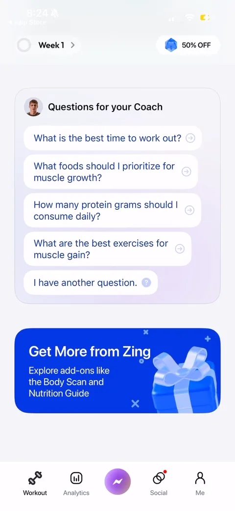 Zing Coach onboarding screen 74