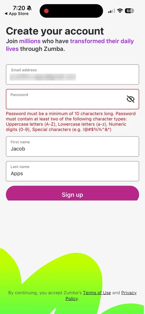Zumba onboarding screen 7: 