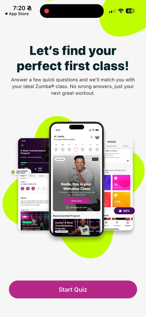 Zumba onboarding screen 9: 