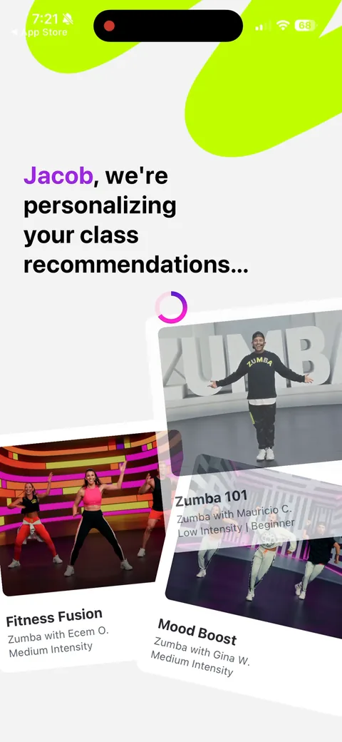 Zumba onboarding screen 14: 
