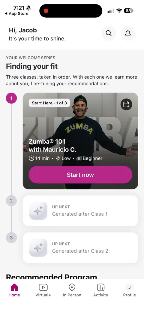 Zumba onboarding screen 18: Tap 